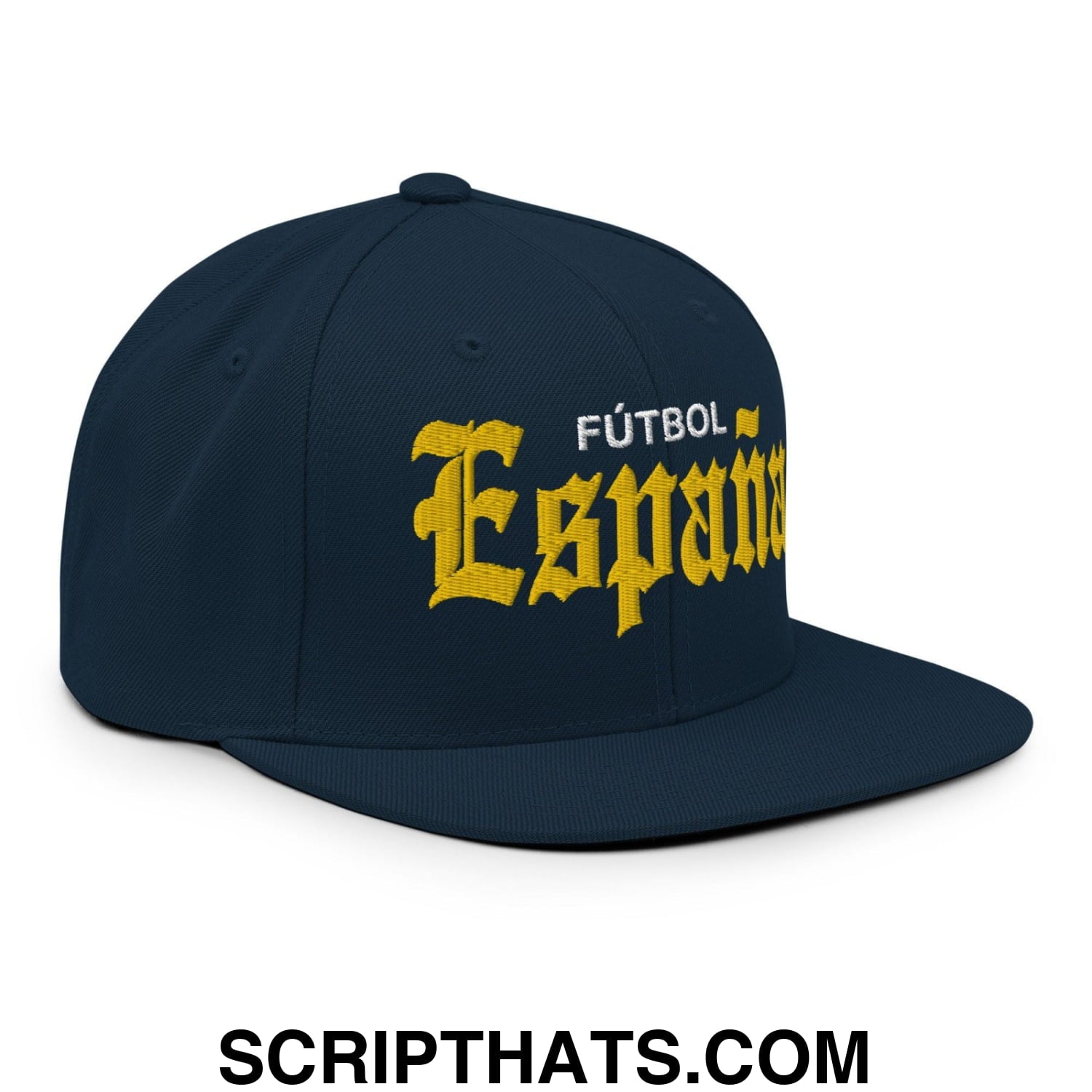 Espana Futbol Soccer OG Old English Snapback Hat Dark Navy