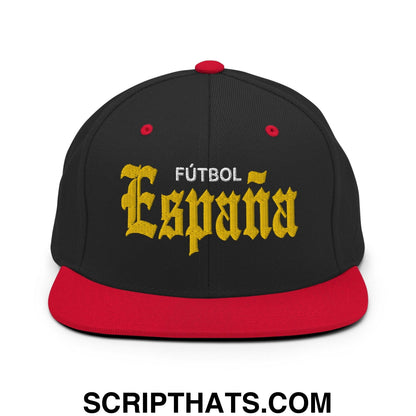 Espana Futbol Soccer OG Old English Snapback Hat Black Red
