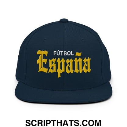 Espana Futbol Soccer OG Old English Snapback Hat Dark Navy