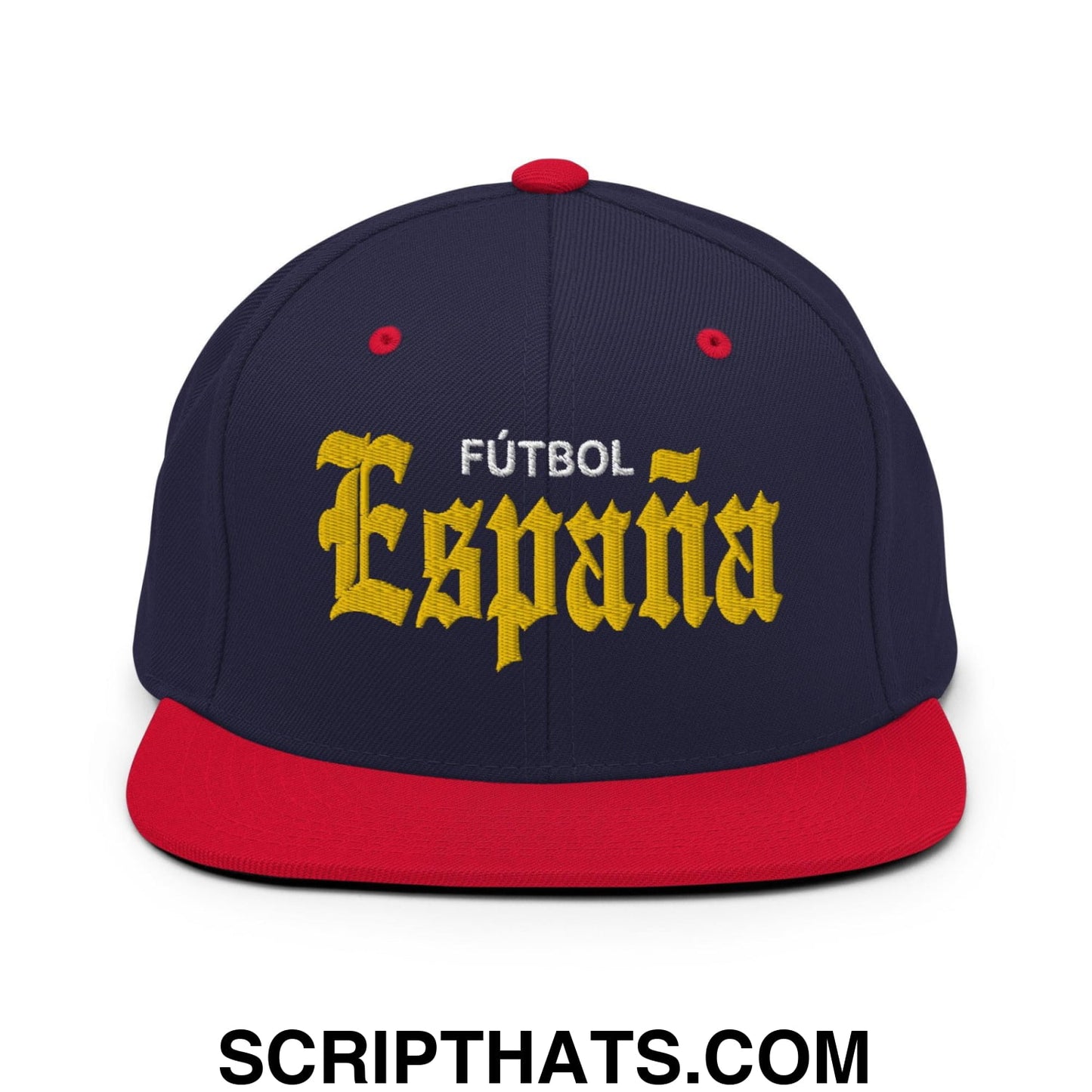 Espana Futbol Soccer OG Old English Snapback Hat Navy Red