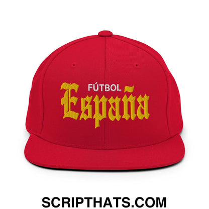 Espana Futbol Soccer OG Old English Snapback Hat Red