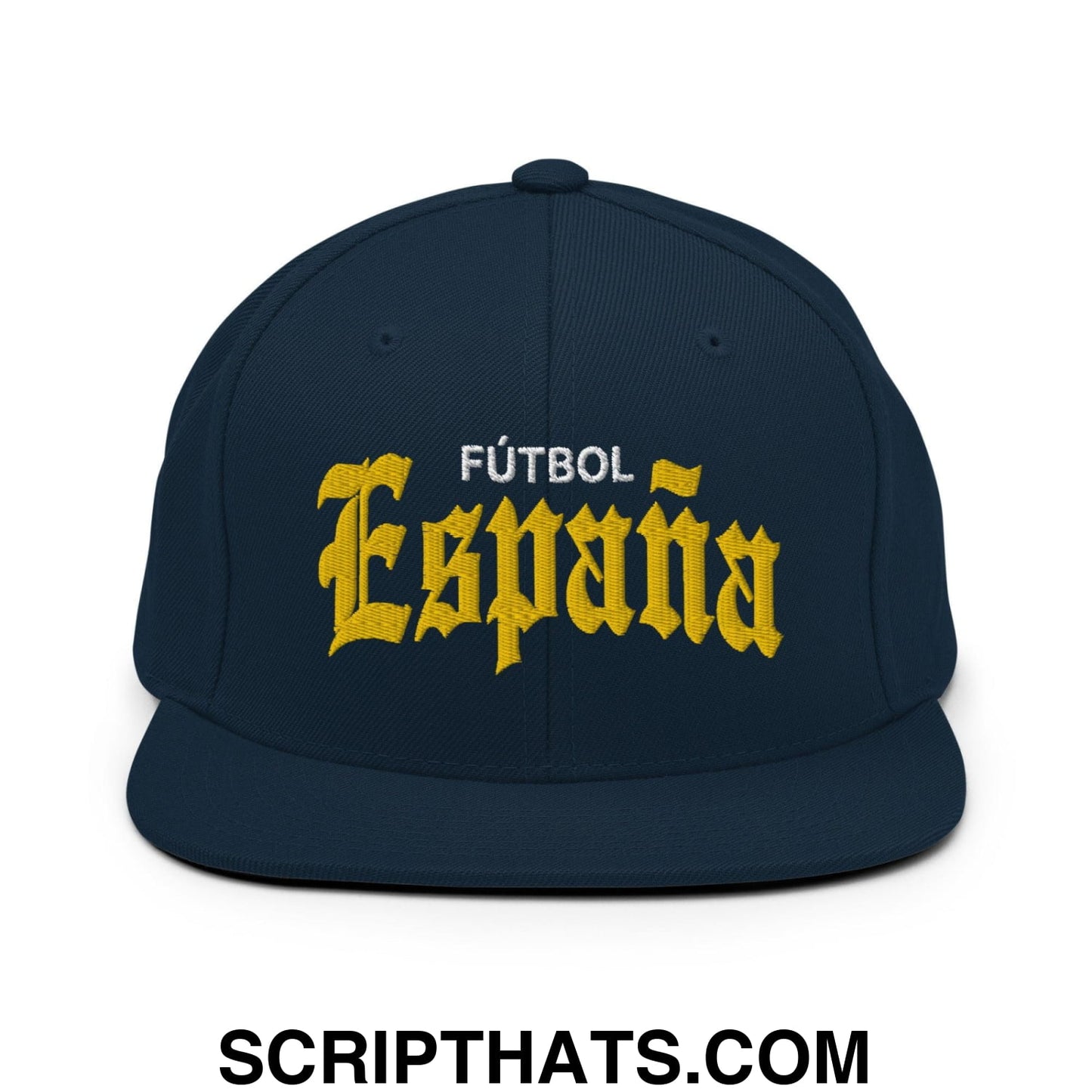 Espana Futbol Soccer Old English OG Snapback Hat Dark Navy