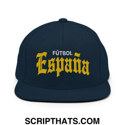 Espana Futbol Soccer Old English OG Snapback Hat Dark Navy