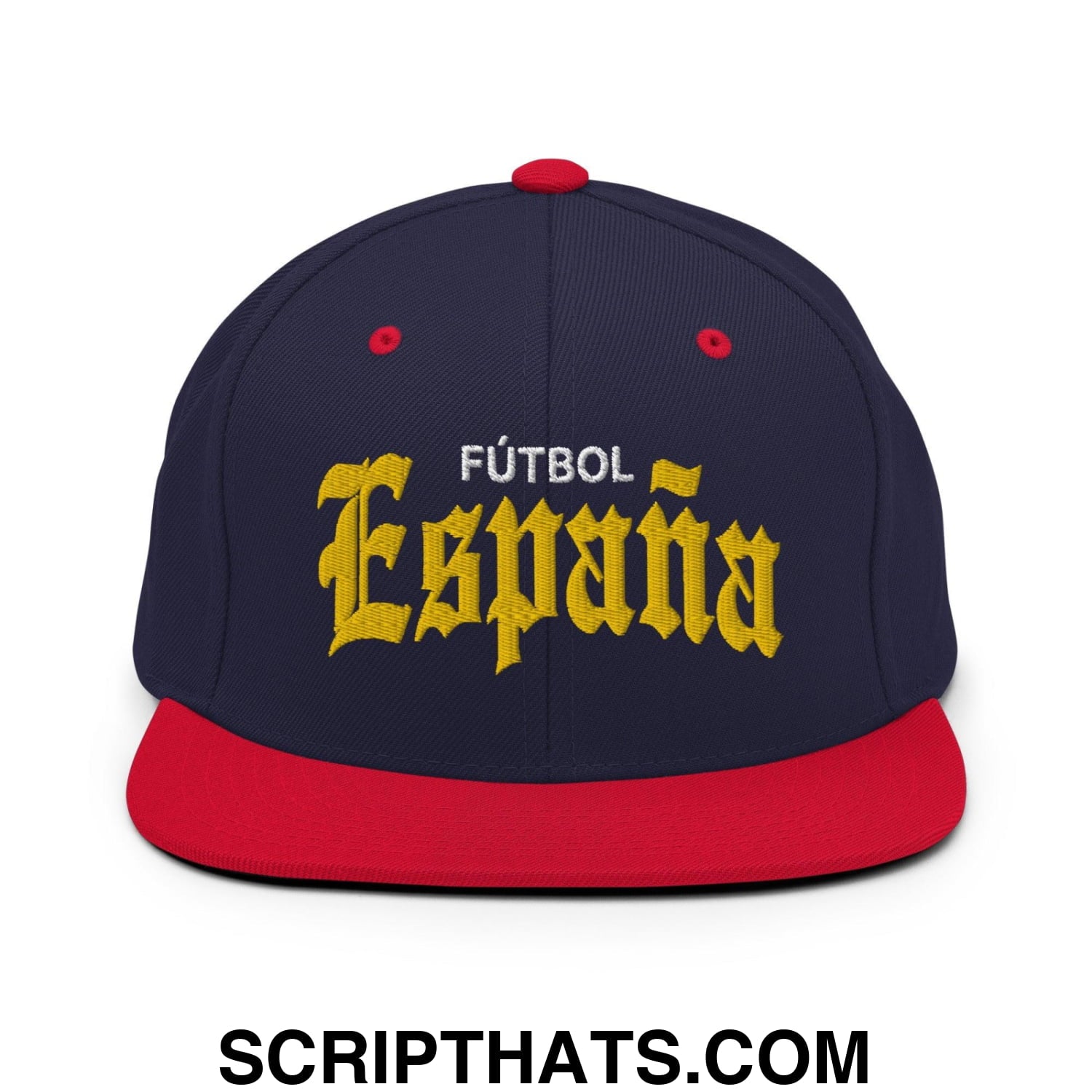 Espana Futbol Soccer Old English OG Snapback Hat Navy Red