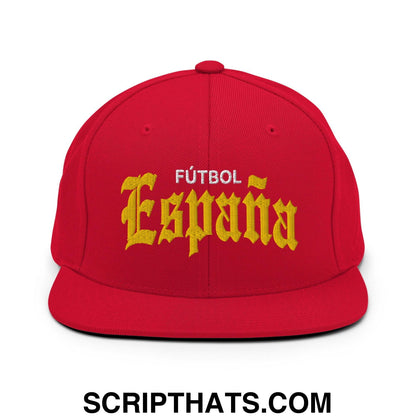 Espana Futbol Soccer Old English OG Snapback Hat Red