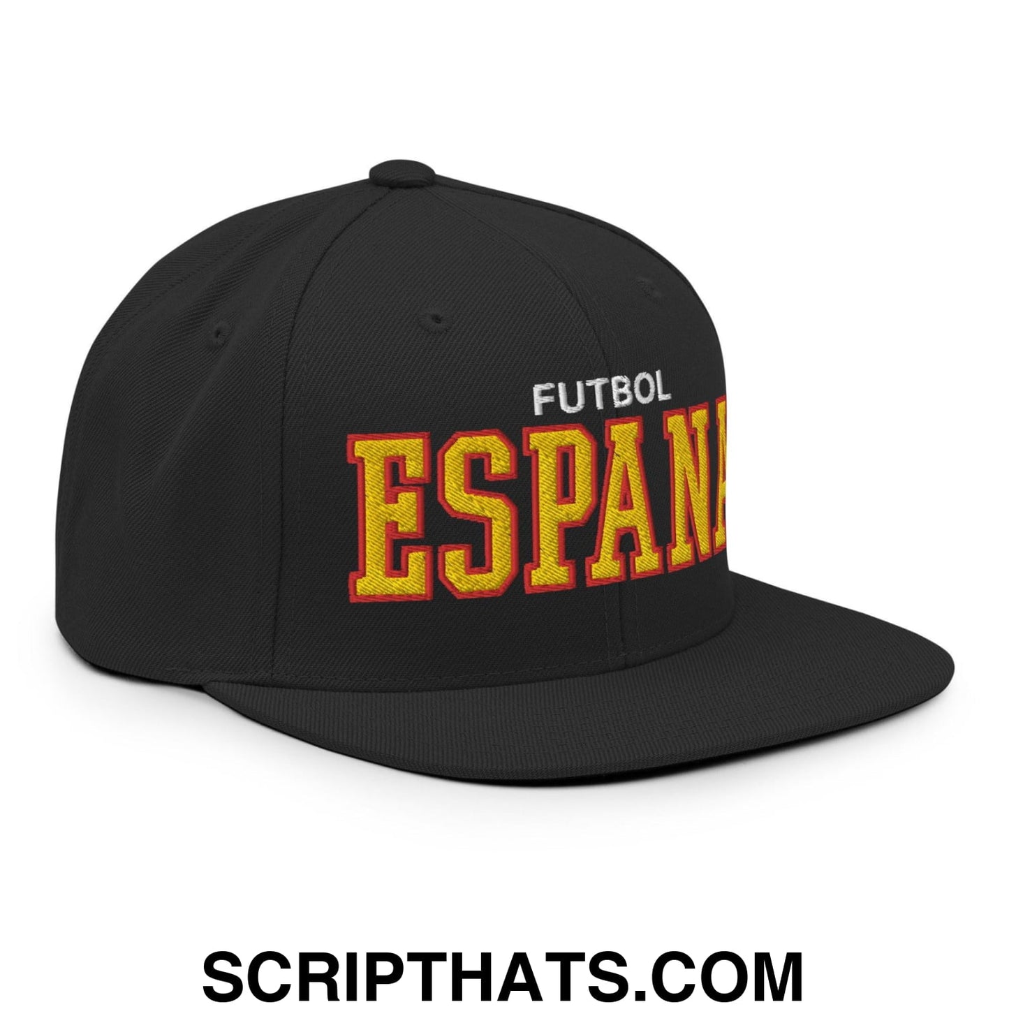 Espana Futbol Soccer Varsity Letterman Block Snapback Hat Black