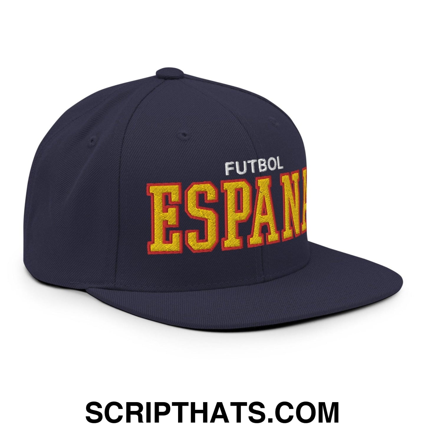 Espana Futbol Soccer Varsity Letterman Block Snapback Hat Navy