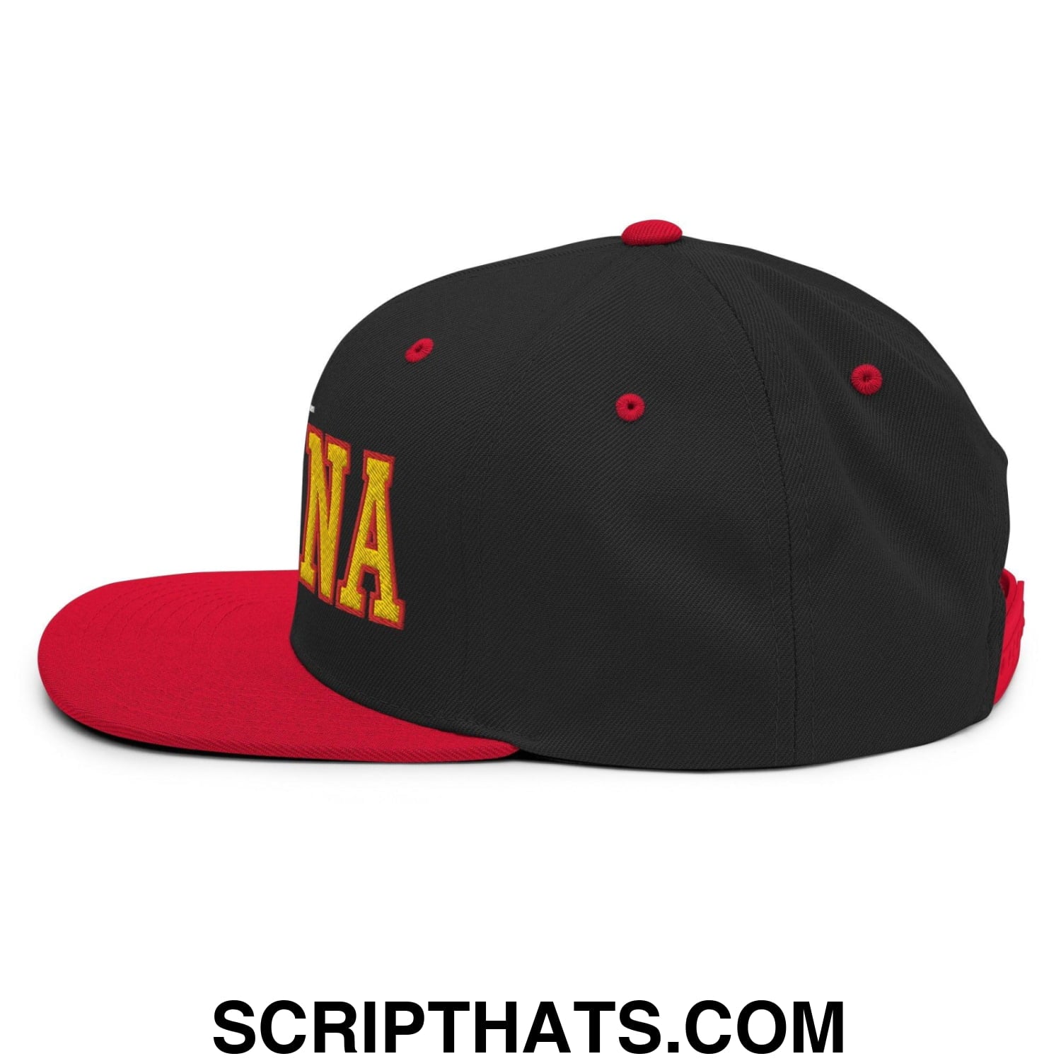 Espana Futbol Soccer Varsity Letterman Block Snapback Hat Black Red