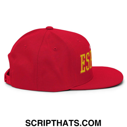 Espana Futbol Soccer Varsity Letterman Block Snapback Hat Red