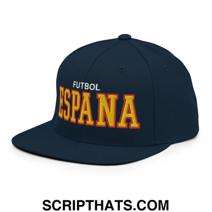 Espana Futbol Soccer Varsity Letterman Block Snapback Hat Dark Navy