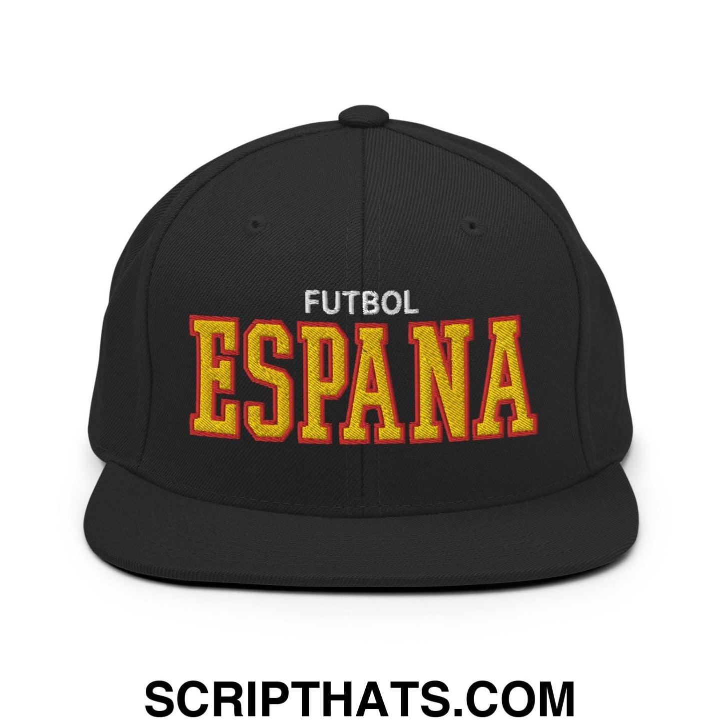 Espana Futbol Soccer Varsity Letterman Block Snapback Hat Black