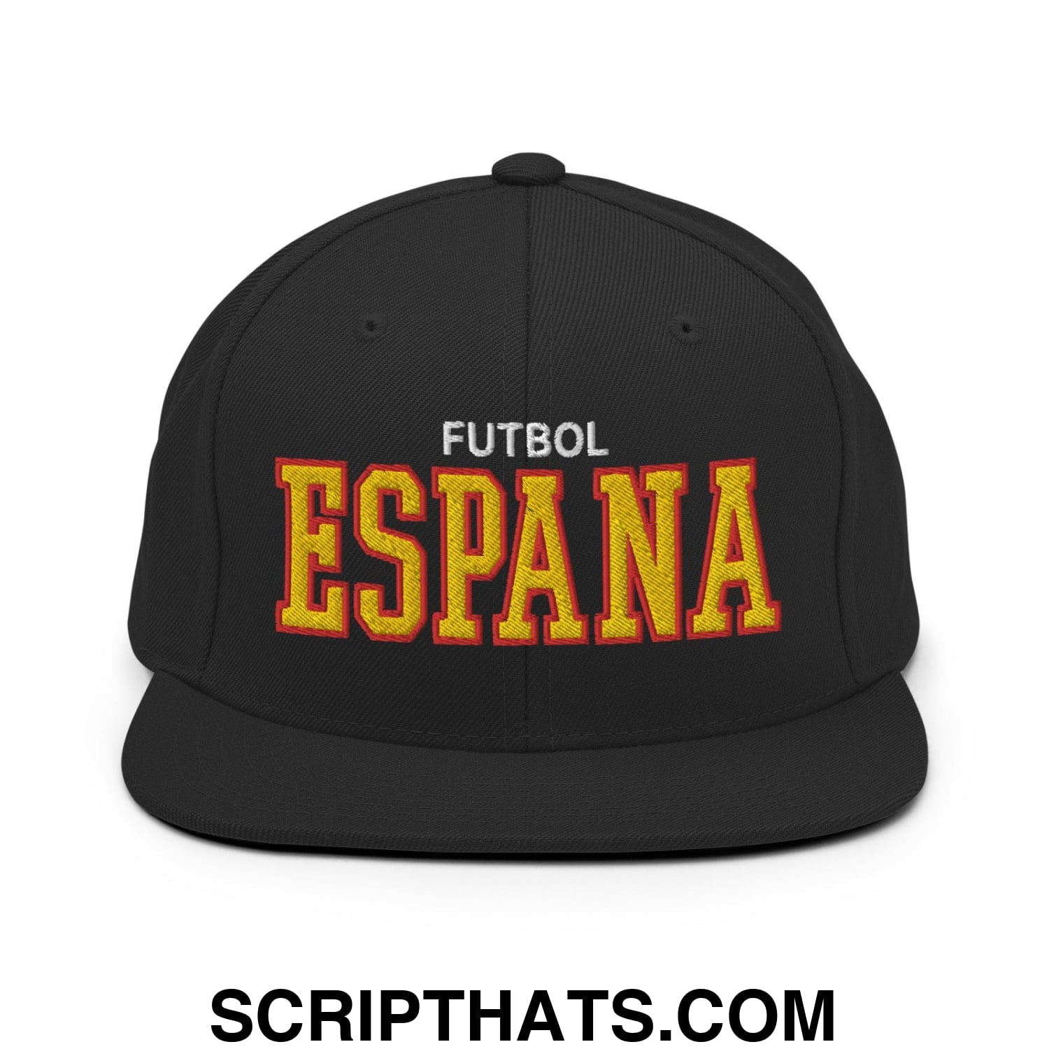 Espana Futbol Soccer Varsity Letterman Block Snapback Hat Black