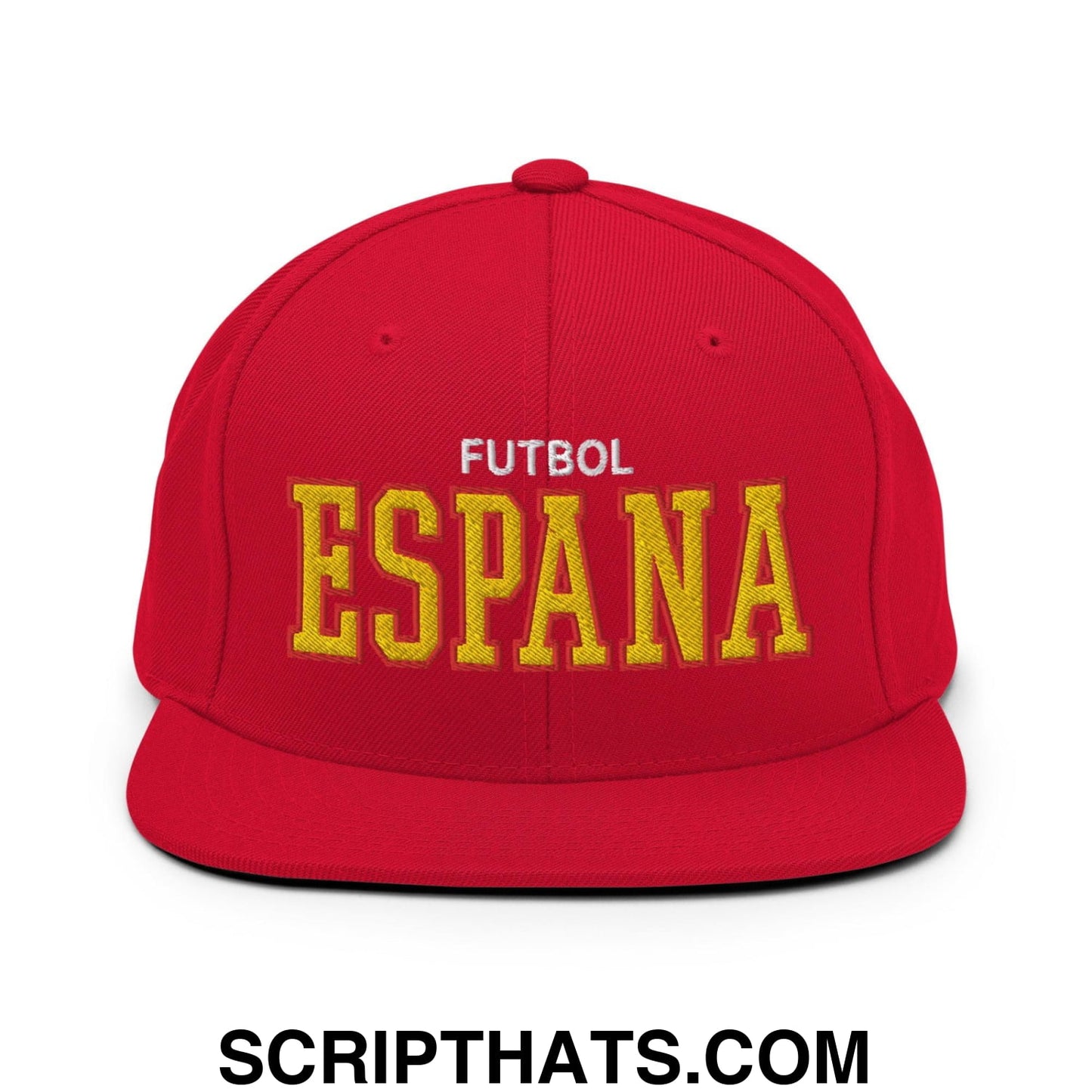 Espana Futbol Soccer Varsity Letterman Block Snapback Hat Red