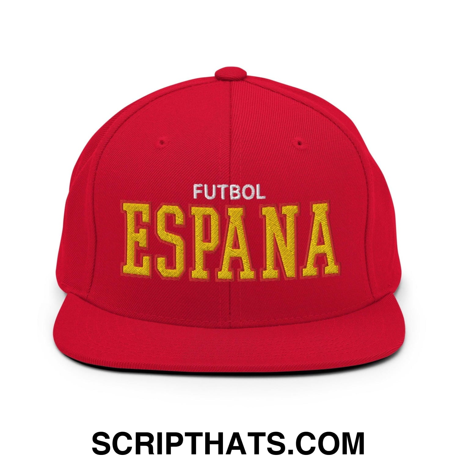 Espana Futbol Soccer Varsity Letterman Block Snapback Hat Red