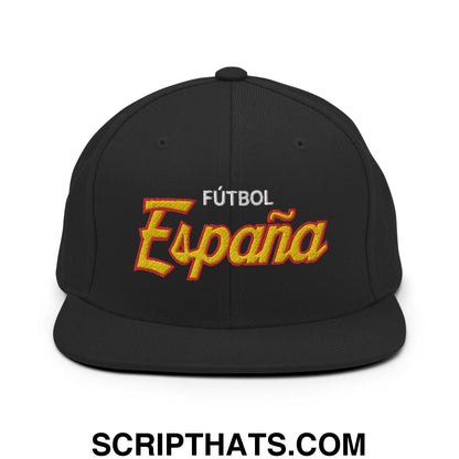 Espana Futbol Soccer Vintage Sports Script Snapback Hat Black
