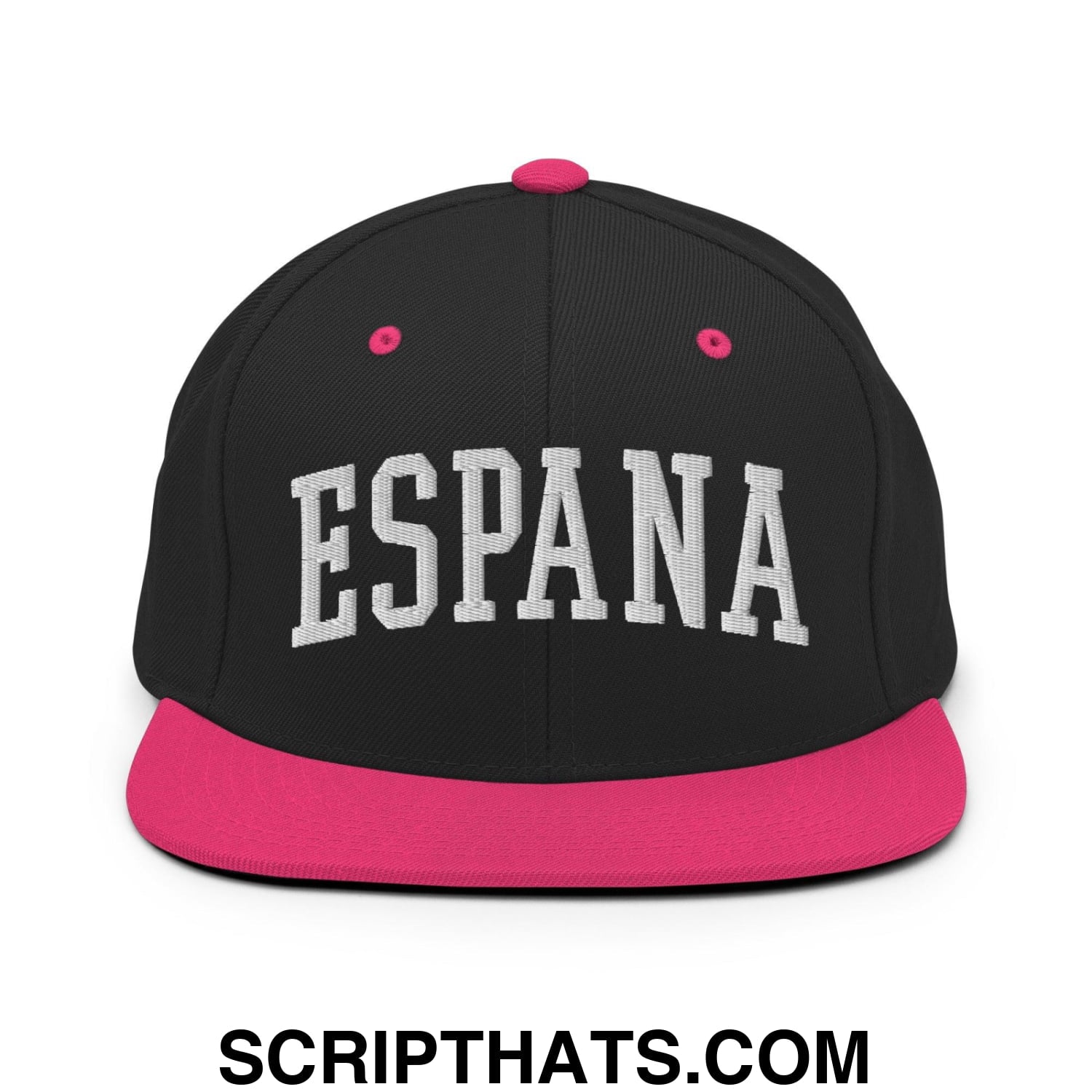 Espana Letterman Varsity Block Snapback Hat Black Neon Pink