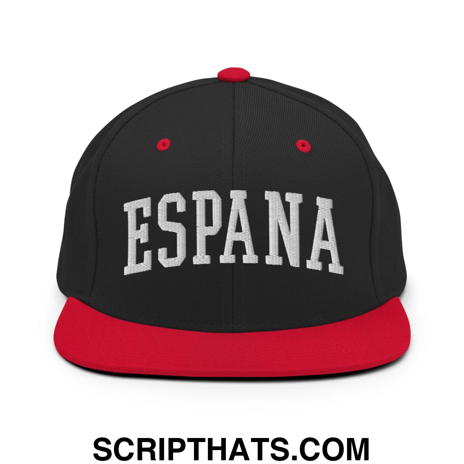 Espana Letterman Varsity Block Snapback Hat Black Red