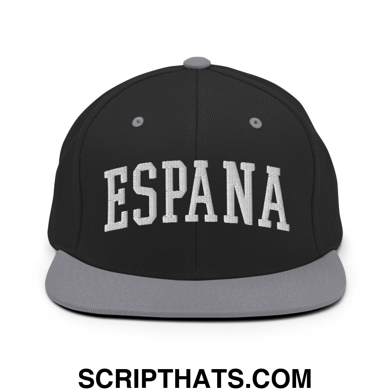 Espana Letterman Varsity Block Snapback Hat Black Silver