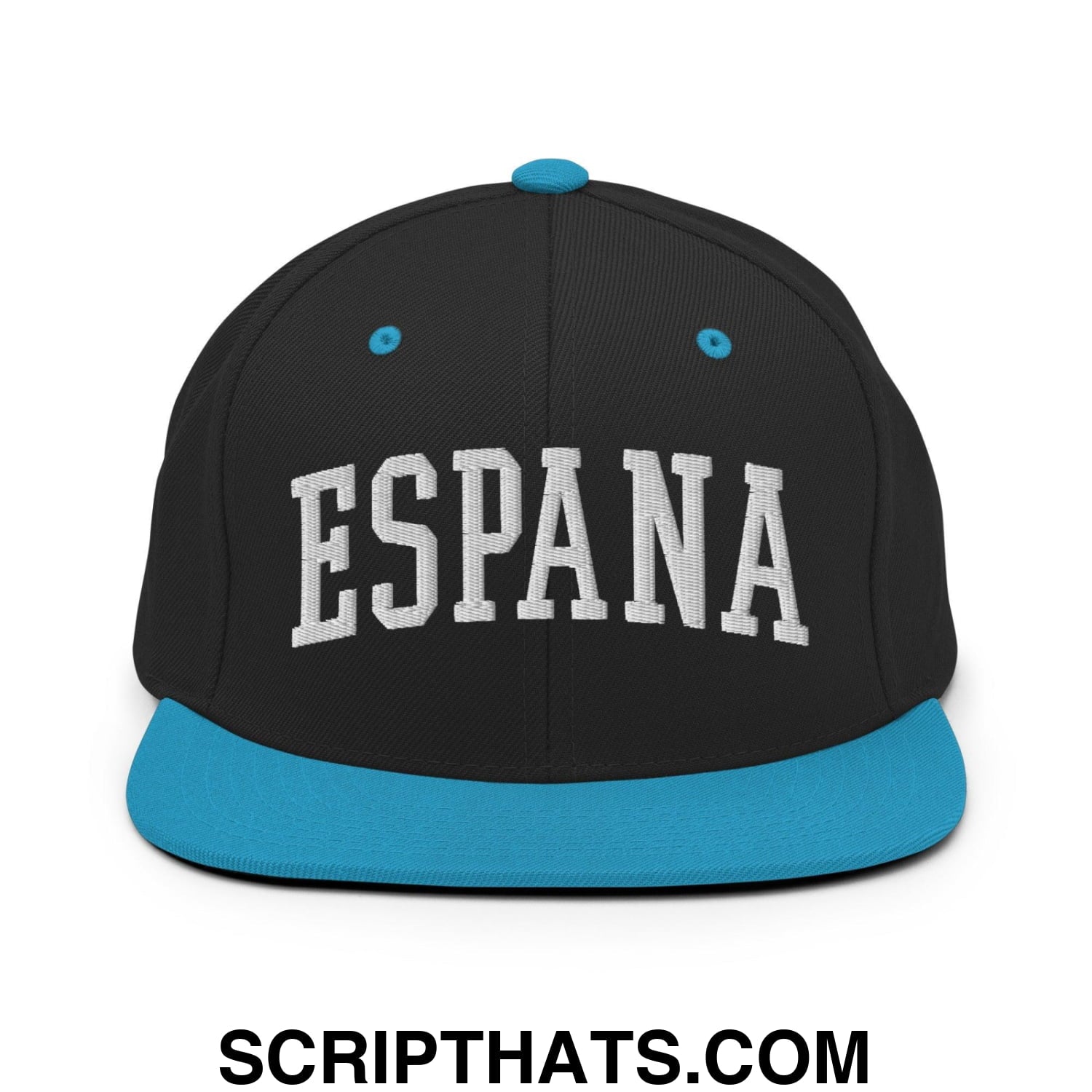 Espana Letterman Varsity Block Snapback Hat Black Teal