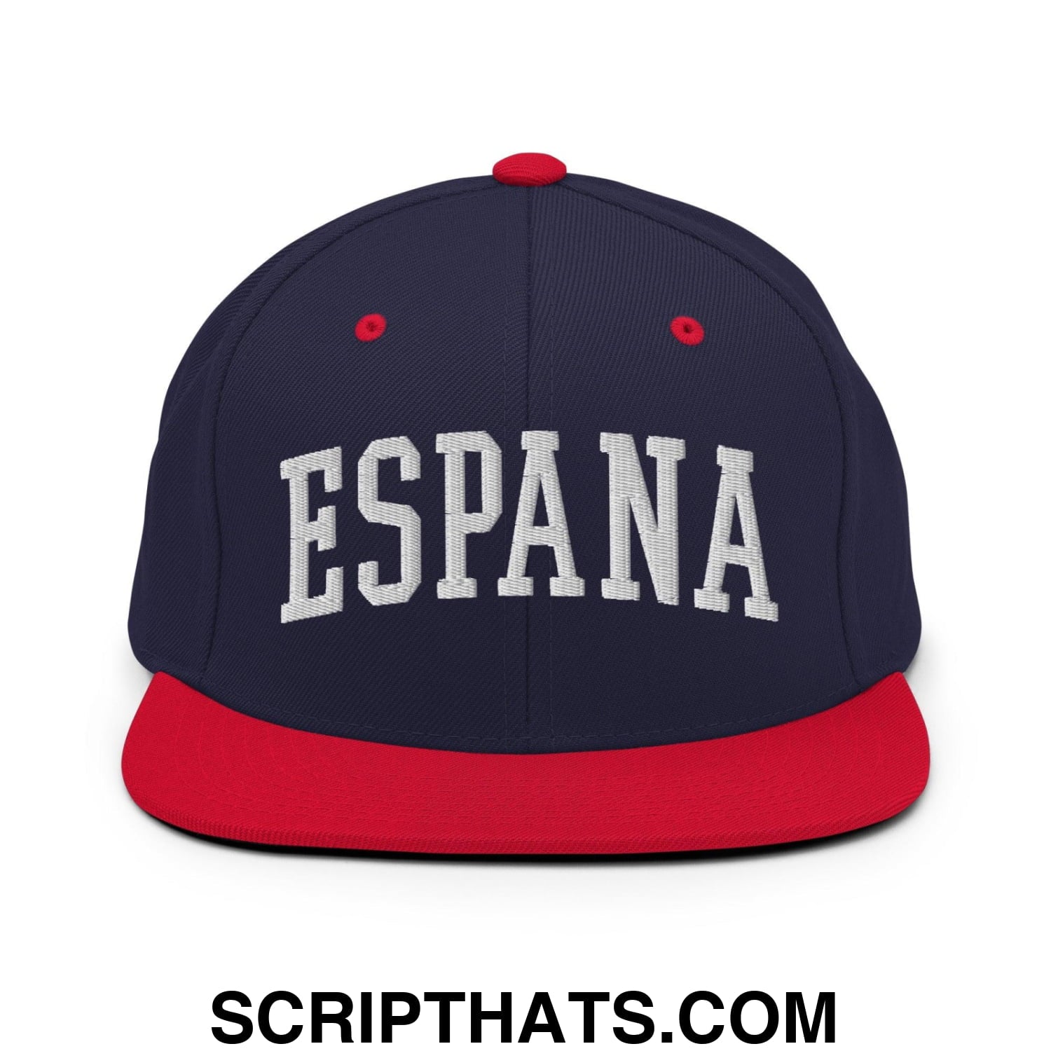 Espana Letterman Varsity Block Snapback Hat Navy Red