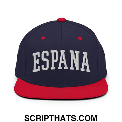 Espana Letterman Varsity Block Snapback Hat Navy Red
