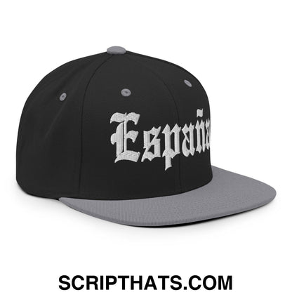 Espana OG Old English Snapback Hat Black Silver