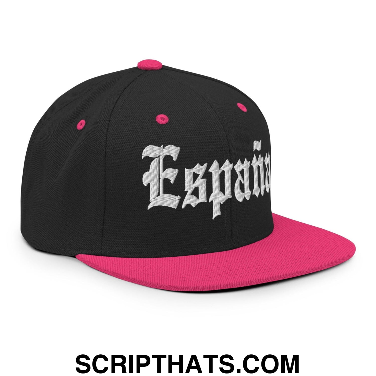Espana OG Old English Snapback Hat Black Neon Pink