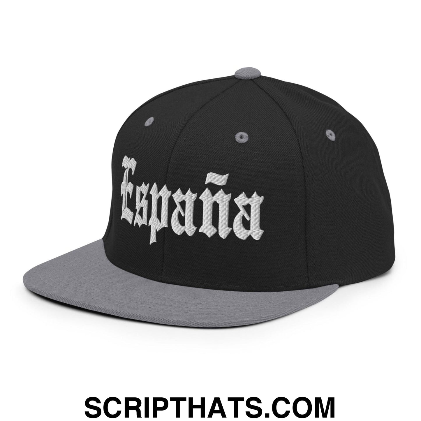 Espana OG Old English Snapback Hat Black Silver