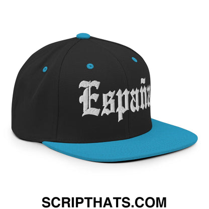 Espana OG Old English Snapback Hat Black Teal