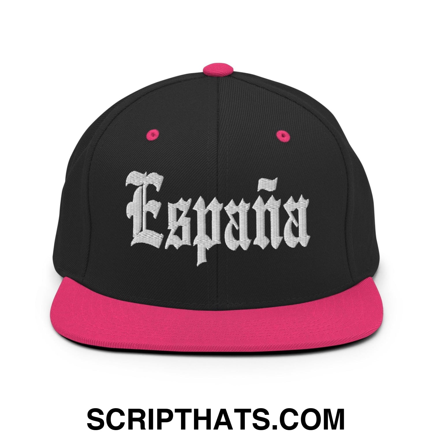 Espana OG Old English Snapback Hat Black Neon Pink