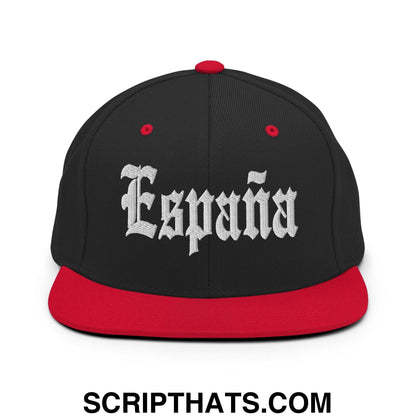 Espana OG Old English Snapback Hat Black Red
