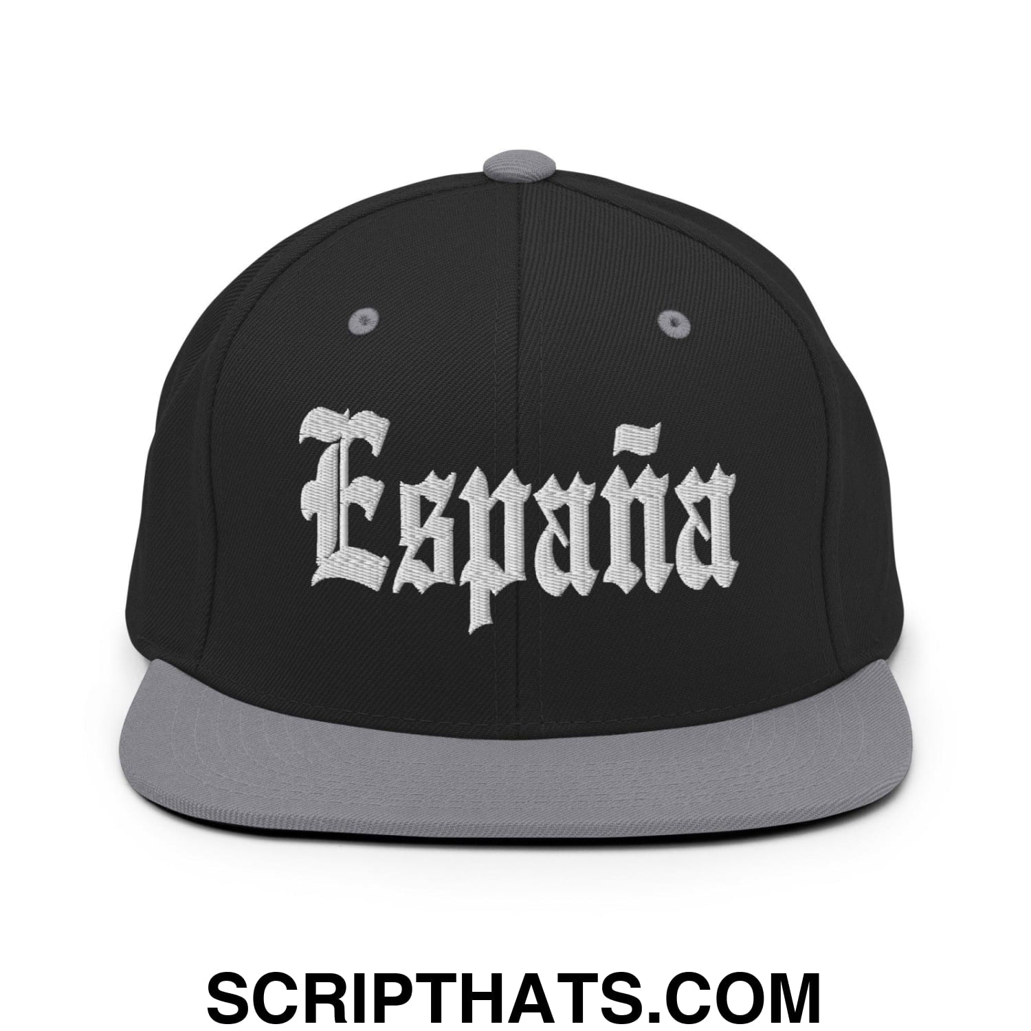Espana OG Old English Snapback Hat Black Silver