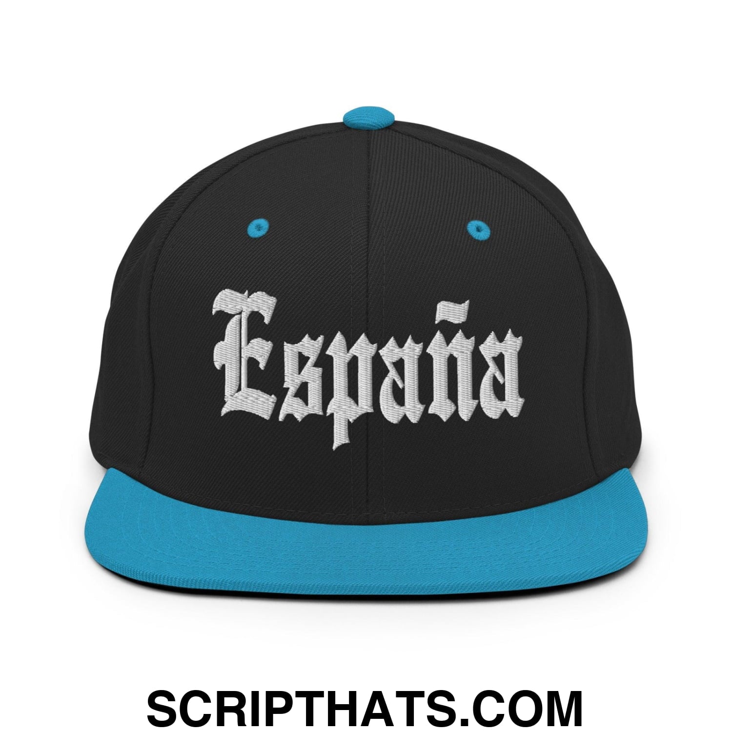 Espana OG Old English Snapback Hat Black Teal