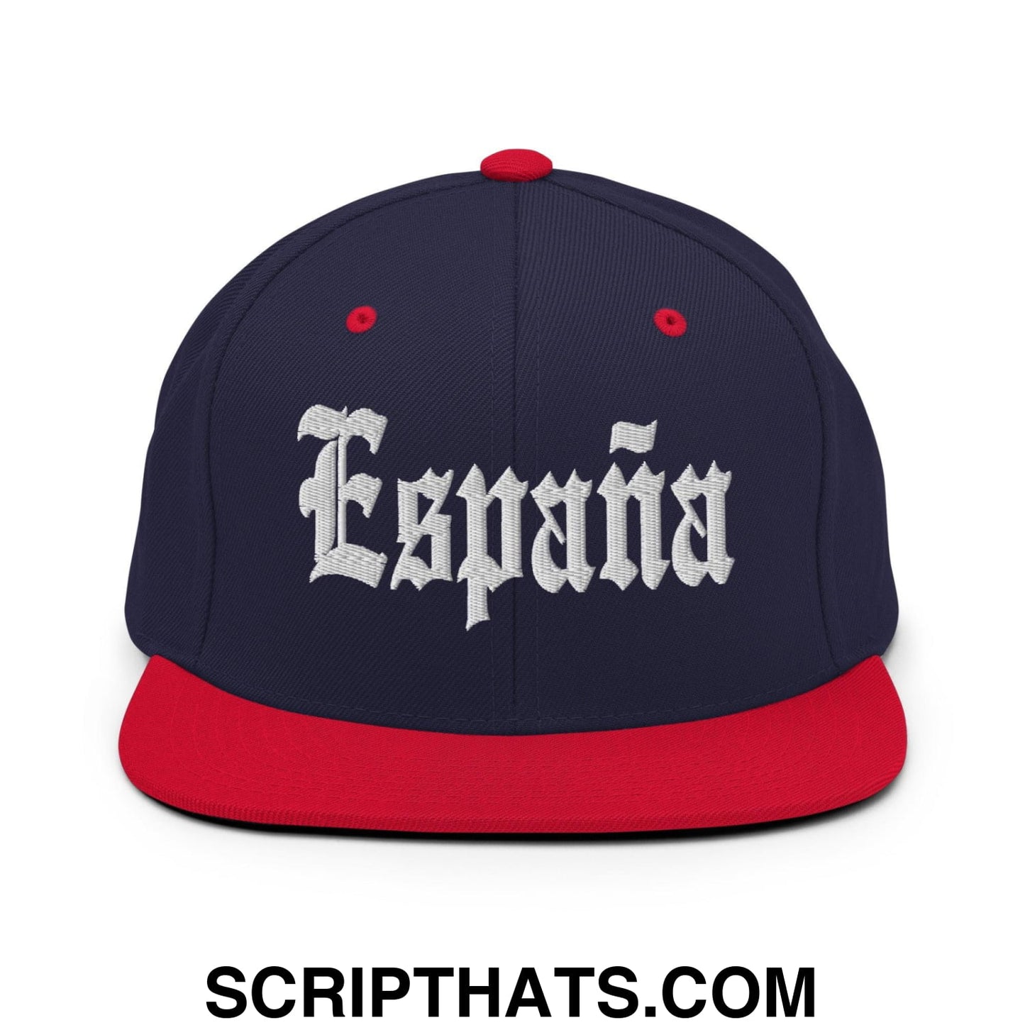 Espana OG Old English Snapback Hat Navy Red