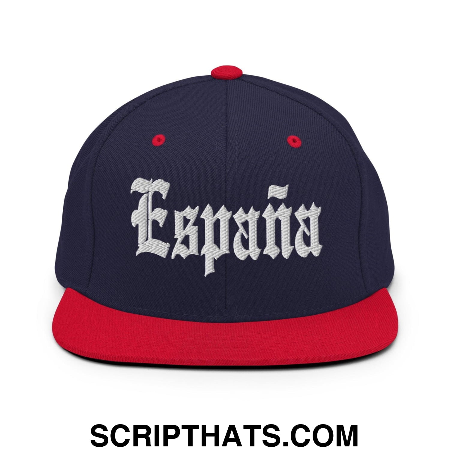 Espana OG Old English Snapback Hat Navy Red