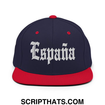 Espana OG Old English Snapback Hat Navy Red
