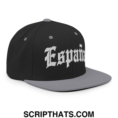 Espana Old English OG Snapback Hat Black Silver