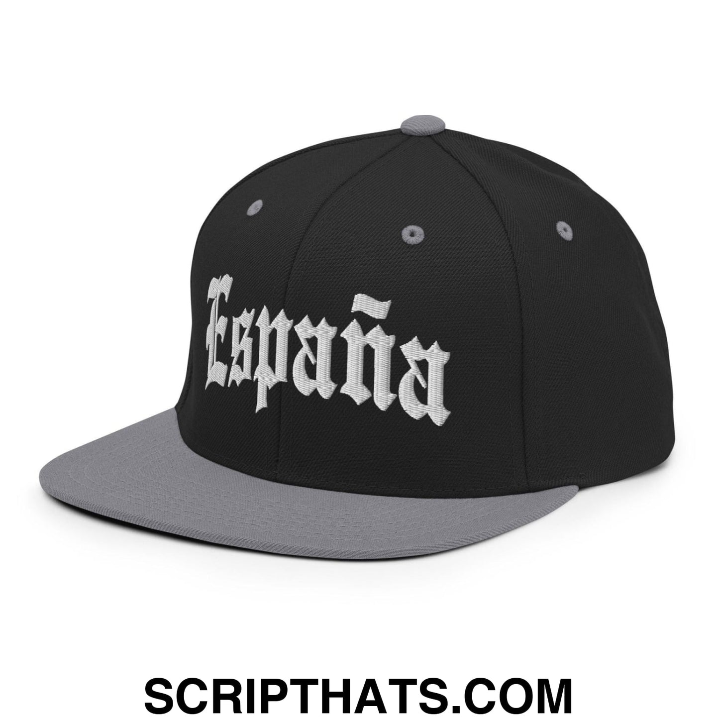 Espana Old English OG Snapback Hat Black Silver