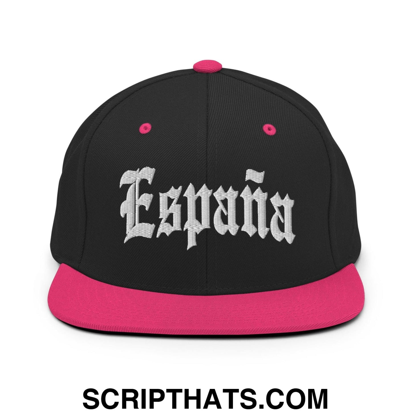 Espana Old English OG Snapback Hat Black Neon Pink