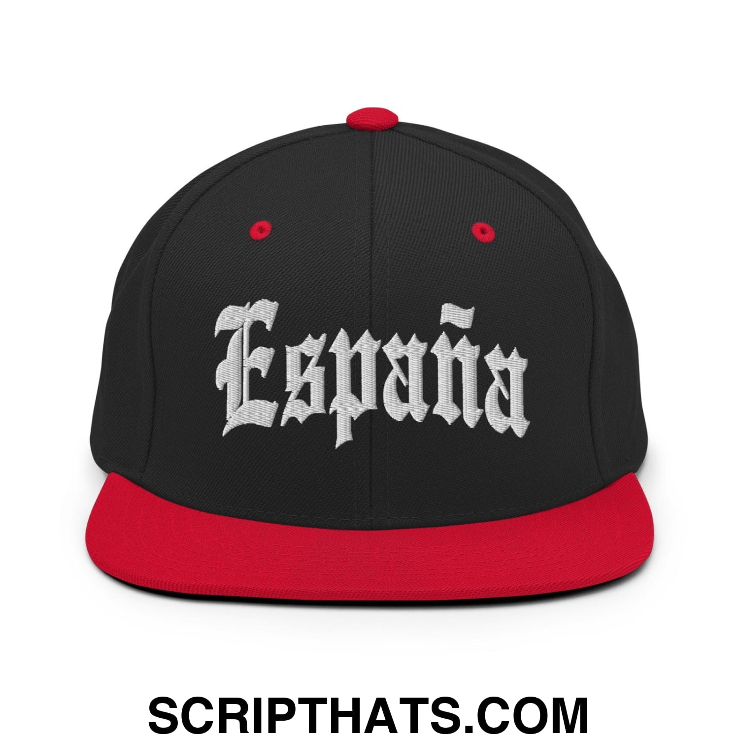 Espana Old English OG Snapback Hat Black Red