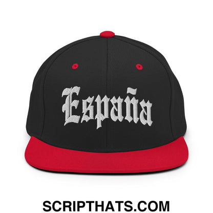 Espana Old English OG Snapback Hat Black Red