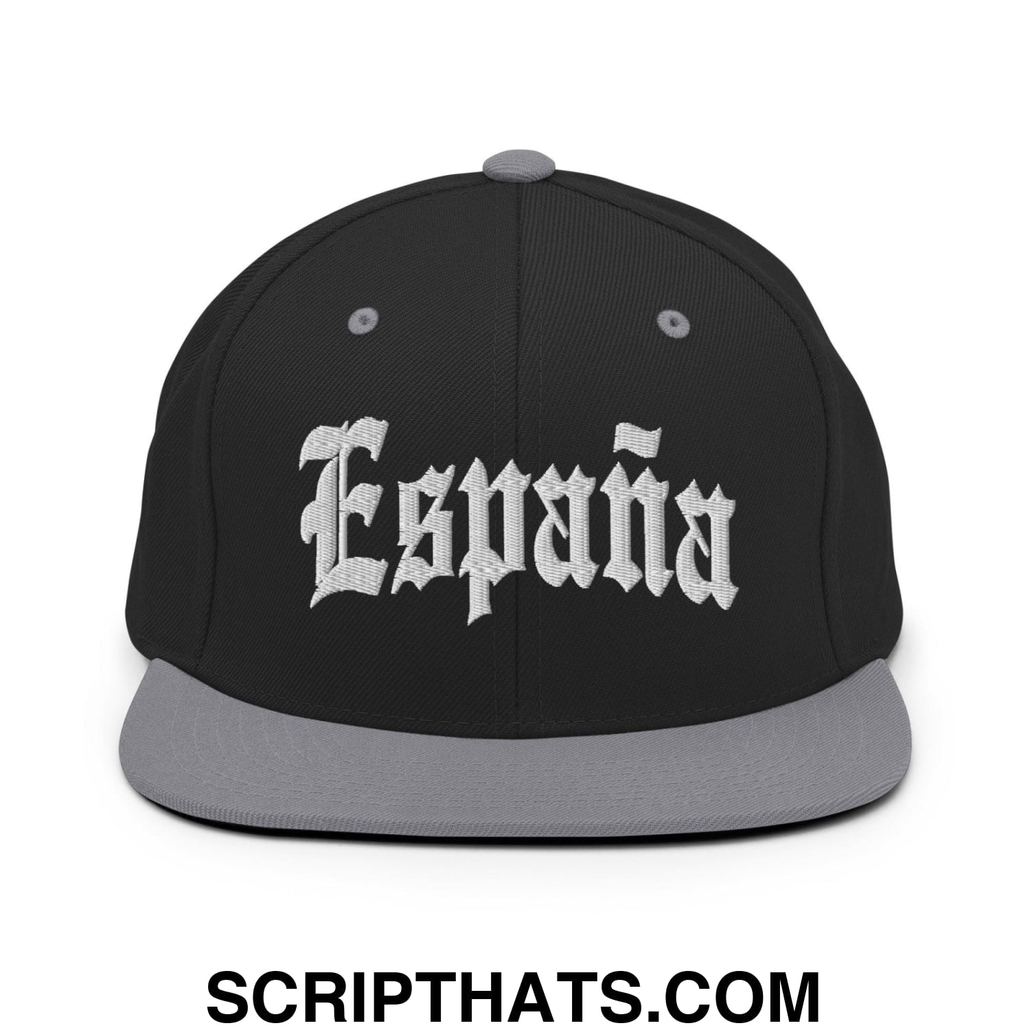 Espana Old English OG Snapback Hat Black Silver