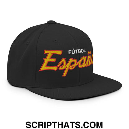 Espana Soccer Futbol Vintage Sports Script Snapback Hat Black