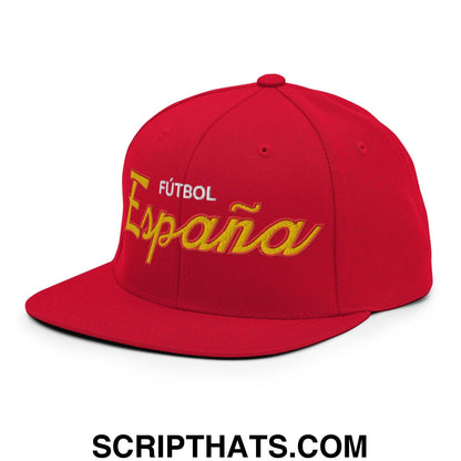 Espana Soccer Futbol Vintage Sports Script Snapback Hat Red