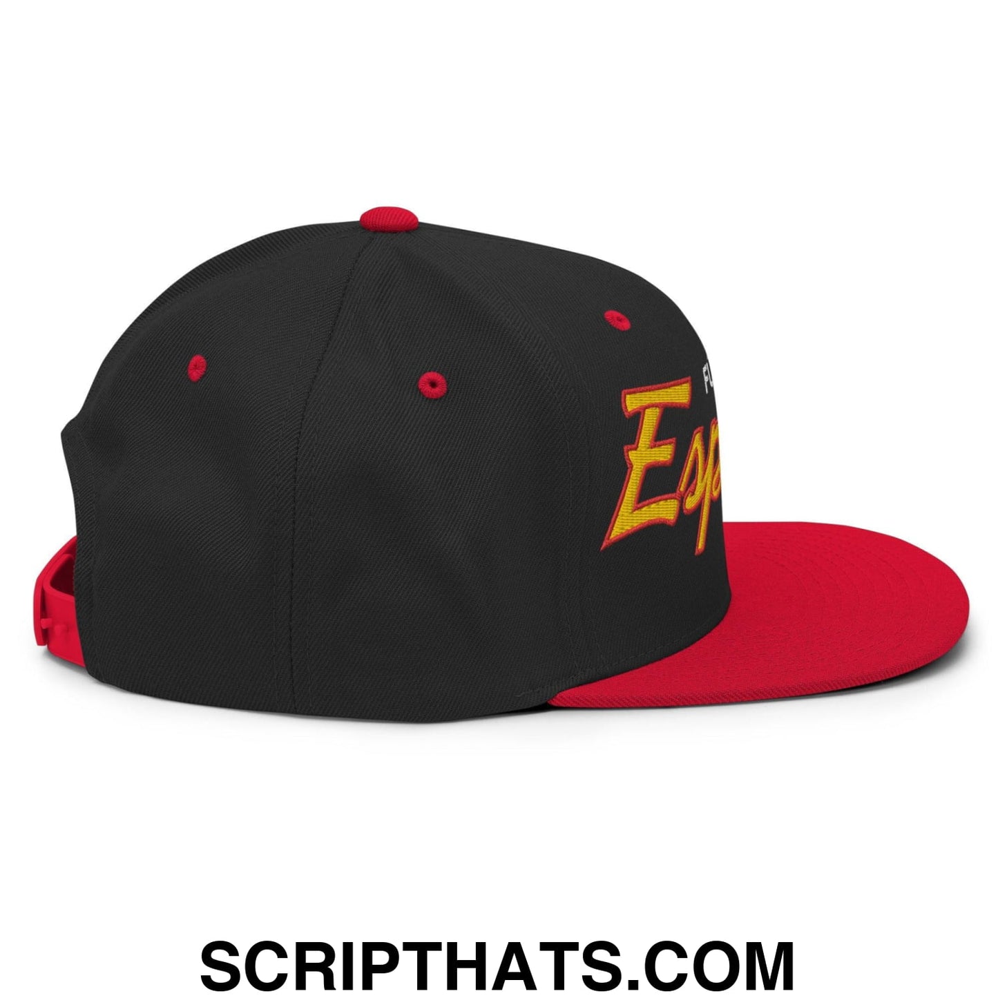 Espana Soccer Futbol Vintage Sports Script Snapback Hat Black Red