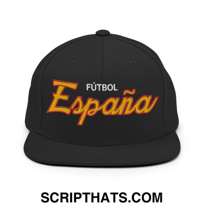 Espana Soccer Futbol Vintage Sports Script Snapback Hat Black
