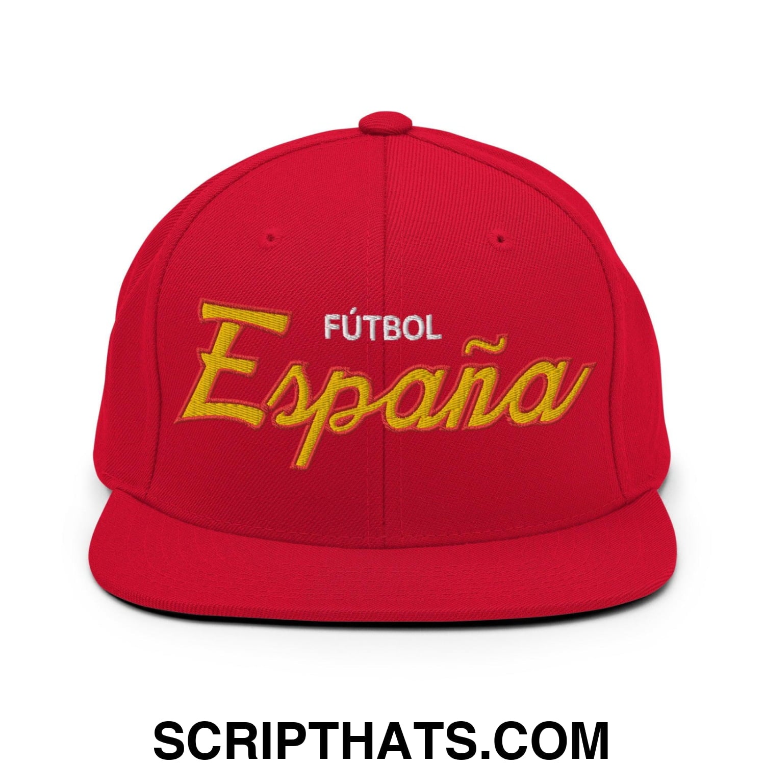 Espana Soccer Futbol Vintage Sports Script Snapback Hat Red