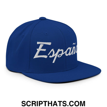 Espana Sports Vintage Script Snapback Hat Royal Blue