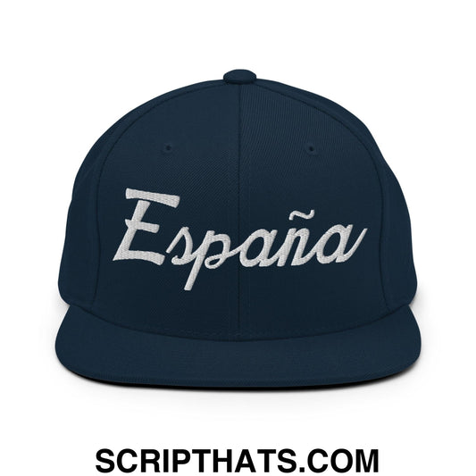 Espana Sports Vintage Script Snapback Hat Dark Navy