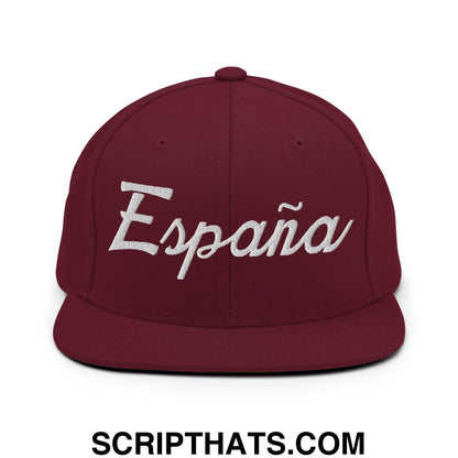 Espana Sports Vintage Script Snapback Hat Maroon